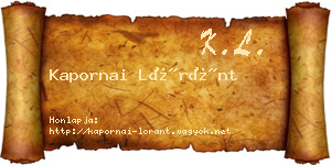 Kapornai Lóránt névjegykártya