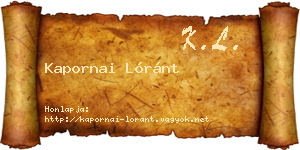Kapornai Lóránt névjegykártya
